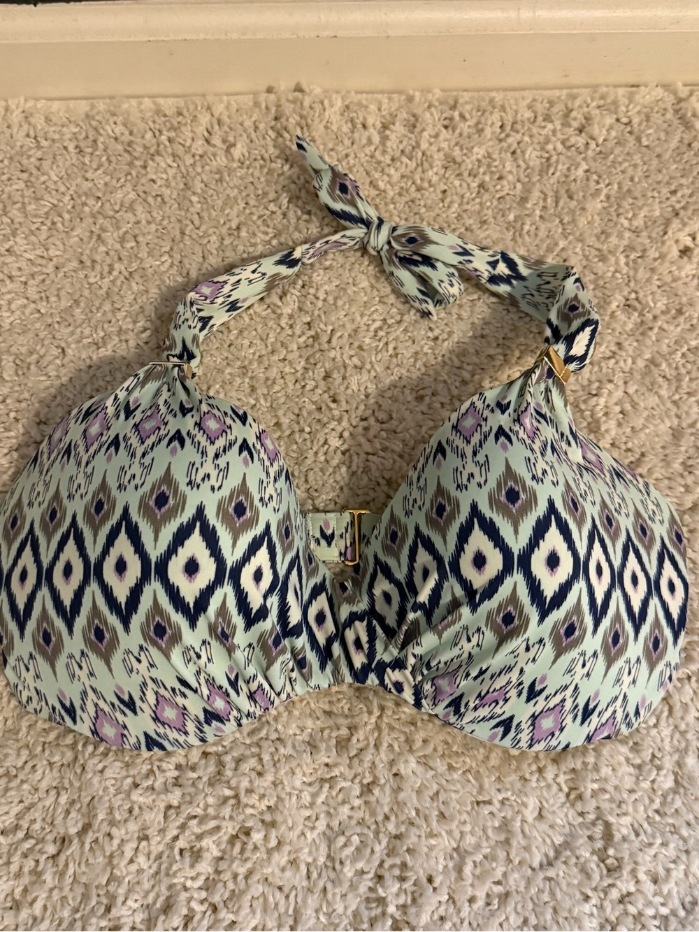Victoria's Secret Teal Navy & Purple Bikini Top 34dd